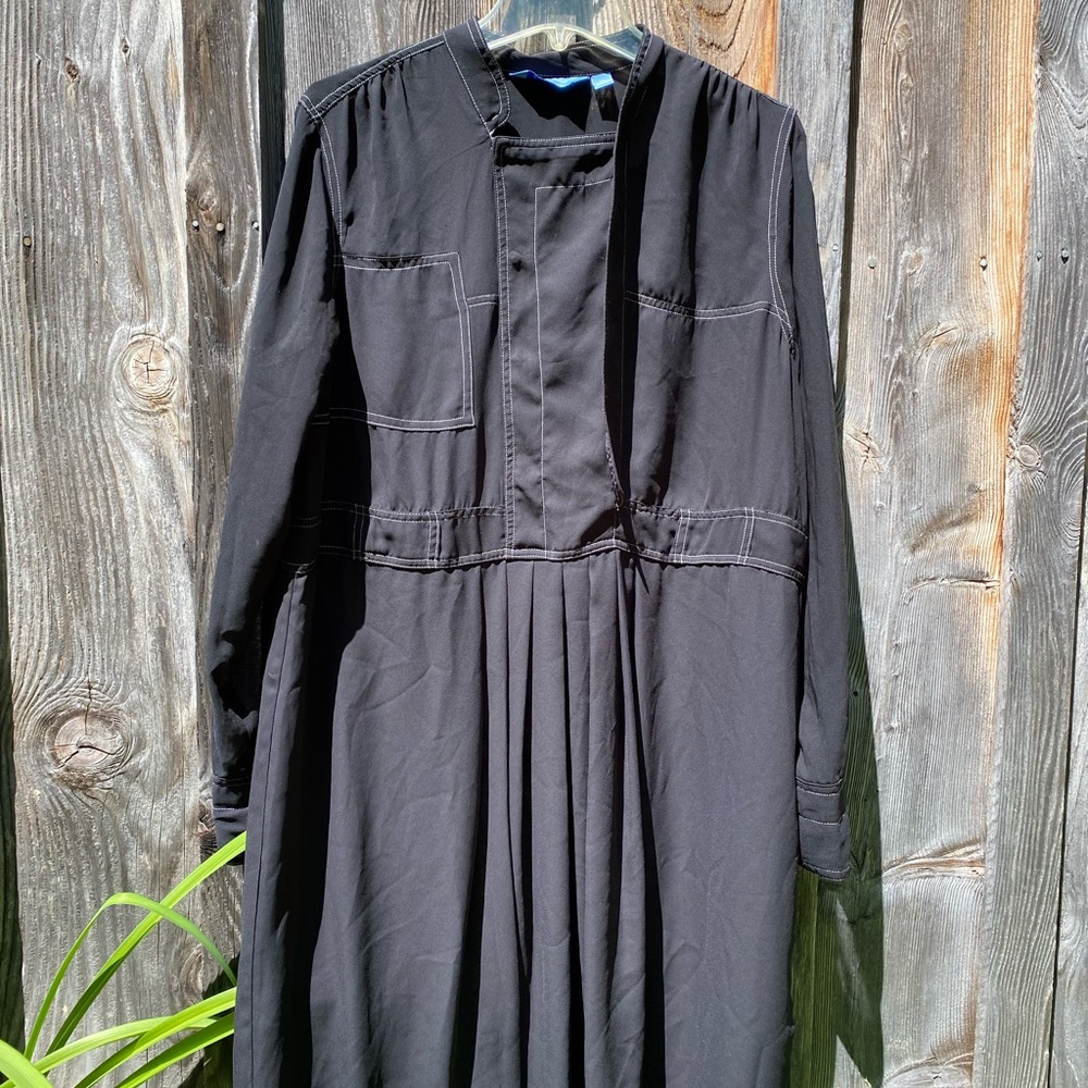 Vera Wang Black Dress with White Stitching: Sheer: XL